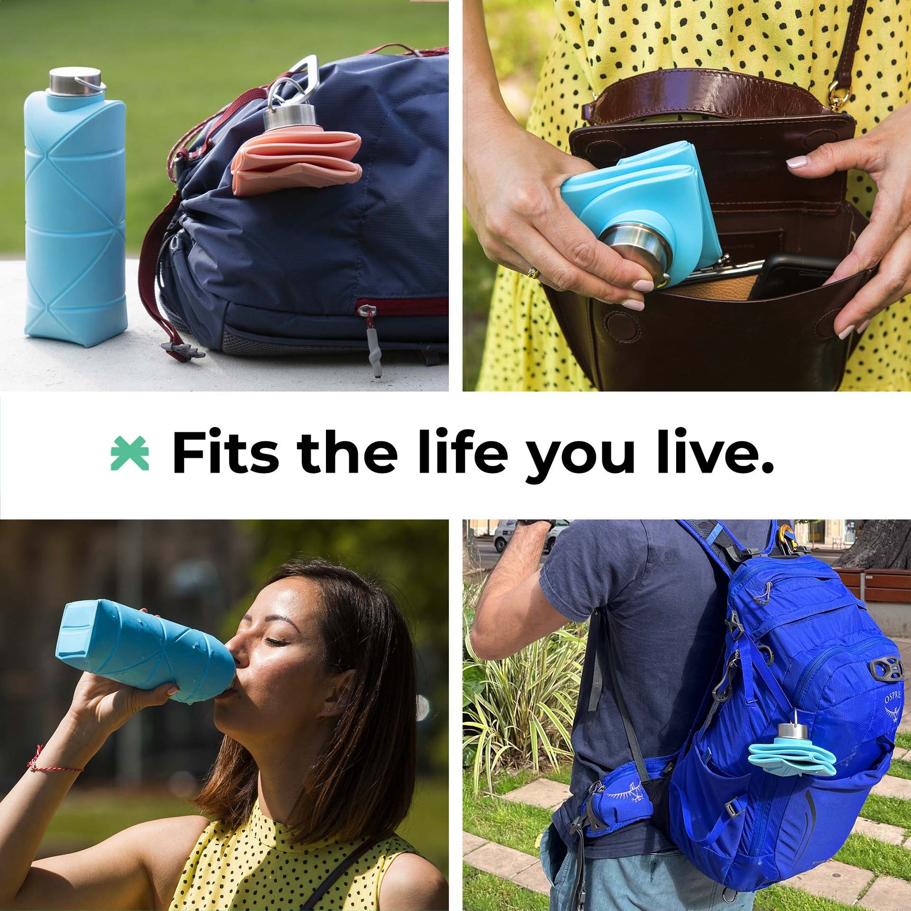 DiFOLD Origami Bottle - The Original 25 oz Collapsible Water Bottle SKY  BLUE